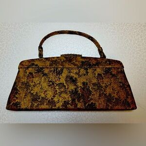 VINTAGE: Crown Lewis | floral brocade tapestry handbag.